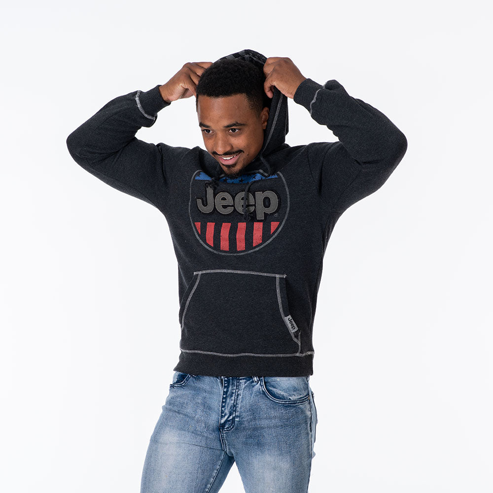 JEDCo Hoodie Sweatshirt Jeep - USA Oval Flag Accent Hoodie