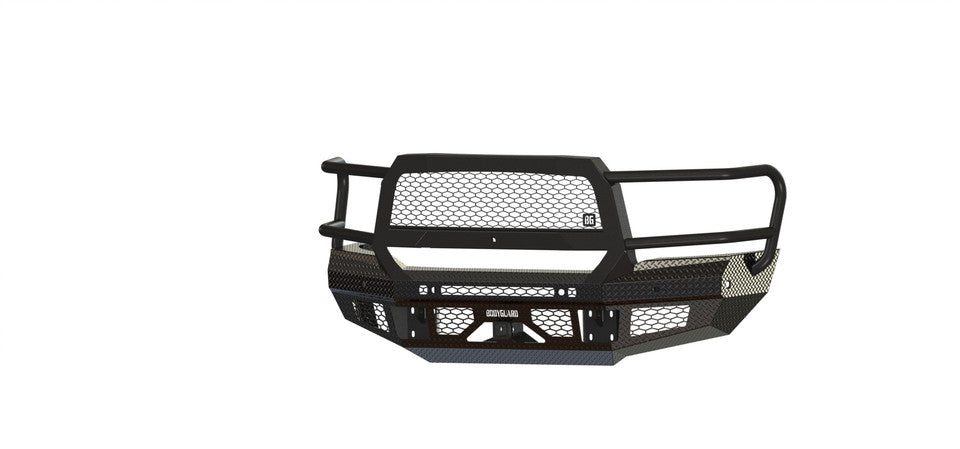 FT Front Bumper Extreme For 2019-2026 Ram 2500/3500 HD Sensor Cutouts Fog Cutouts Receiver With Mesh Grill With Camera Harness Gloss Black Powdercoat Bodyguard Bumpers