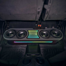 Load image into Gallery viewer, Jeep JT Gladiator Loaded Under Rear Seat Subwoofer Enclosure with 4 X 8" ZR8.2D, Leather Wrapped and Digital LED Lights | 1800 Watts RMS @ 1-Ohm