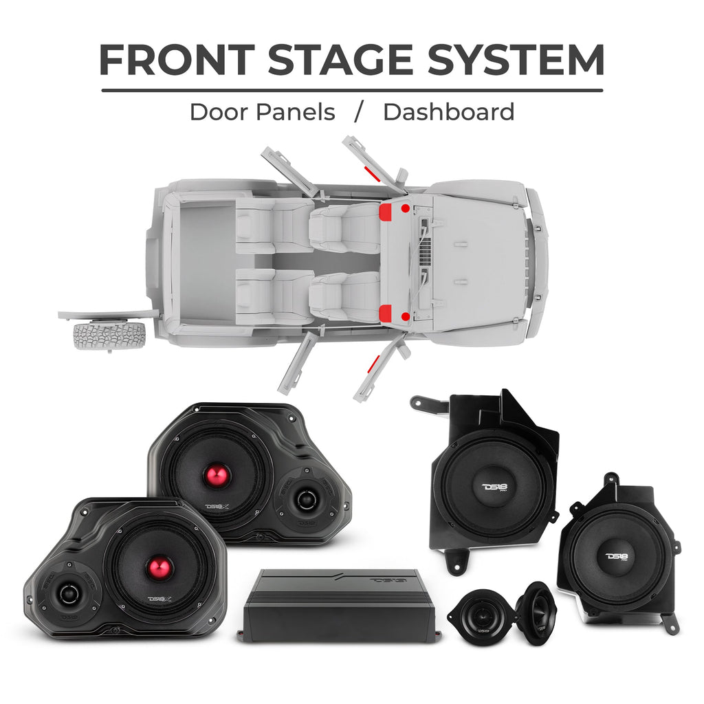 Jeep JLU 2018–2023 Ultimate Package – Loaded Sound Bar, Door Panels, Subwoofers & Amplifiers