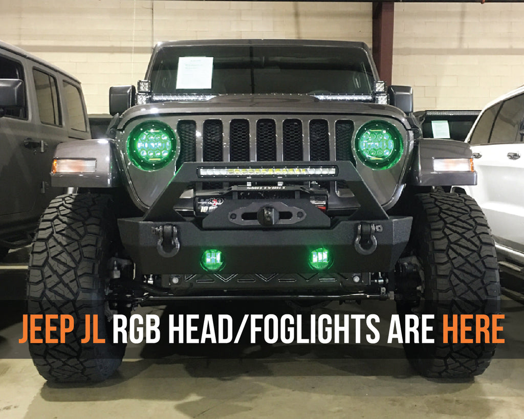 Quake LED Headlight Jeep JL RGB Headlight fog Light Set Quad Lock interlock Compatible - QTE686
