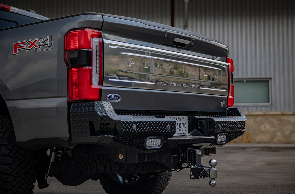 FT Rear Bumper For 2023-2026 Ford F250/350 Superduty Sensor Cutouts Gloss Black Powdercoat Bodyguard Bumpers