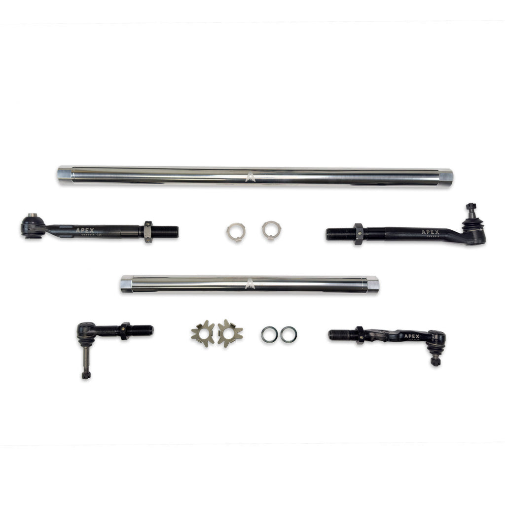 Heavy Duty ProLock Polished Aluminum Tie Rod and Drag Link Assembly Fits: 05-16 F250/F350 Super Duty Apex Chassis
