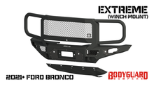 Load image into Gallery viewer, Freedom Front Bumper Extreme For 2021-2025 Ford Bronco Raptor Only Winch Mount Sensor Cutouts With Camera Harness Texture Black Powdercoat Bodyguard Bumpers
