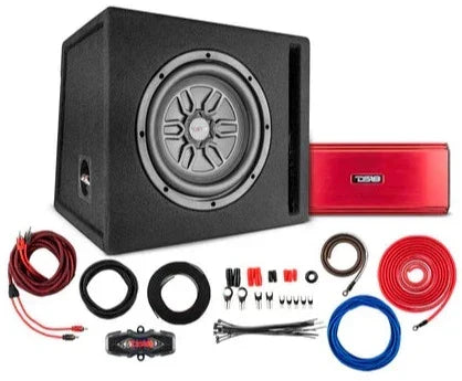 DS18 LSE-110A Bass Package 1 X SLC-MD10 In a Ported Box with S-1500.1/RD Amplifier and 4-GA Amp Kit 500 Watts-Clearance