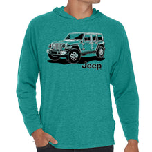 Load image into Gallery viewer, Mens Long Sleeve Hooded T-Shirt - Jeep® Wrangler Line Art