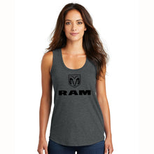 Load image into Gallery viewer, Ladies Tank Top RAM Stacked Logo - Heather Black Triblend