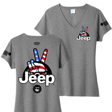 Load image into Gallery viewer, Ladies V-Neck Jeep® Wave USA - Graphite Heather