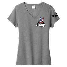 Load image into Gallery viewer, Ladies V-Neck Jeep® Wave USA - Graphite Heather