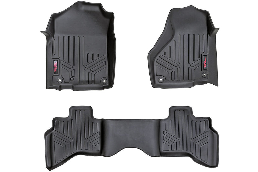 Rough Country Floor Mats/Liners Heavy Duty Floor Mats Front/Rear-12-18 Dodge RAM 1500 Quad Cab Full Console Rough Country - M-31212