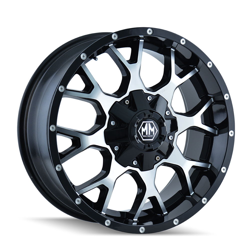 Mayhem WHEELS MAYHEM WARRIOR 8015 GLOSS BLACK MACHINED 17X9 8-165.1 18MM 130.8MM - 8015-7981B18 - Mayhem