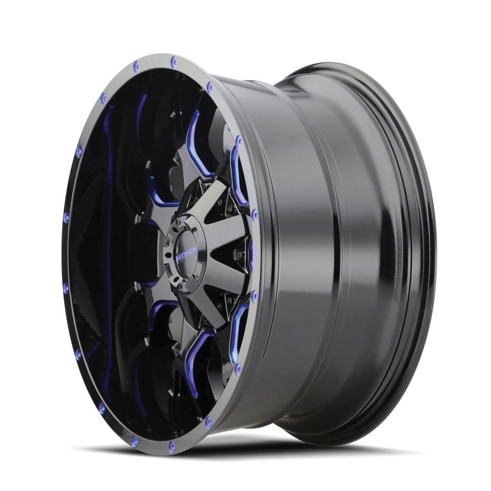 Mayhem WHEELS MAYHEM WARRIOR 8015 GLOSS BLACK MILLED PRISM BLUE 20X9 8-165.1/8-170 0MM 130.8MM - 8015-2976BTB - Mayhem