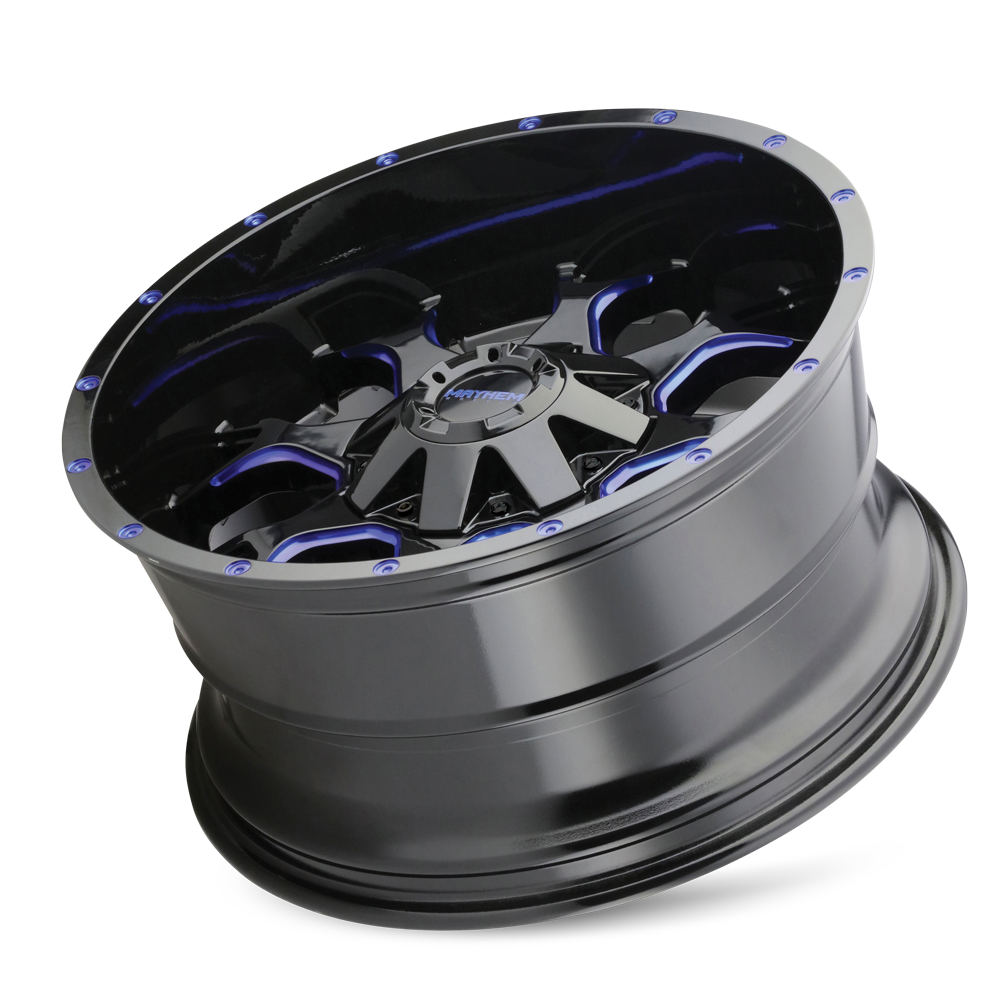 Mayhem WHEELS MAYHEM WARRIOR 8015 BLACK W/ PRISM BLUE 18X9 8-165.1/8-170 18MM 130.8MM - 8015-8976BTB18 - Mayhem