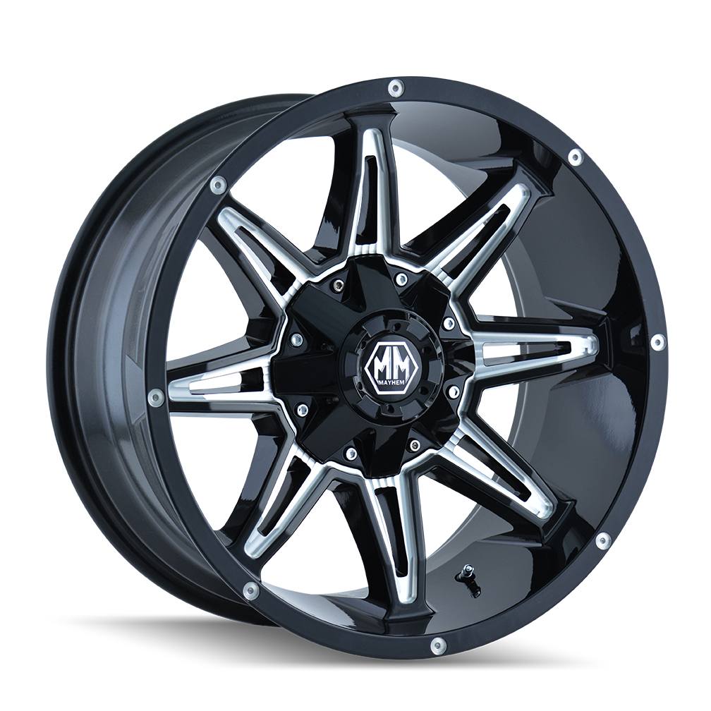 Mayhem WHEELS MAYHEM RAMPAGE 8090 GLOSS BLACK MILLED 20X9 5-150/5-139.7 18MM 110MM - 8090-2997M18 - Mayhem
