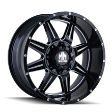 Load image into Gallery viewer, Mayhem WHEELS MAYHEM MONSTIR 8100 GLOSS BLACK MILLED 18X9 8-165.1/8-170 0MM 130.8MM - 8100-8976M - Mayhem