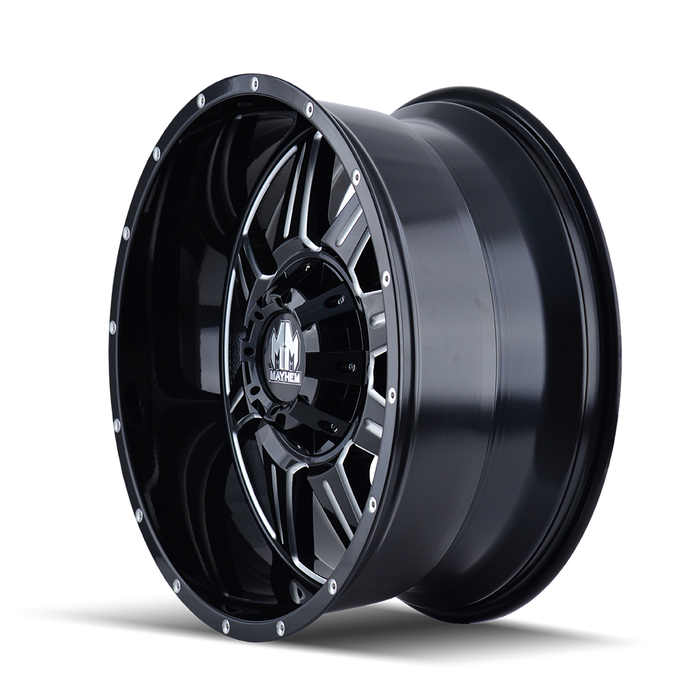 Mayhem WHEELS MAYHEM MONSTIR 8100 GLOSS BLACK MILLED 18X9 8-165.1/8-170 0MM 130.8MM - 8100-8976M - Mayhem