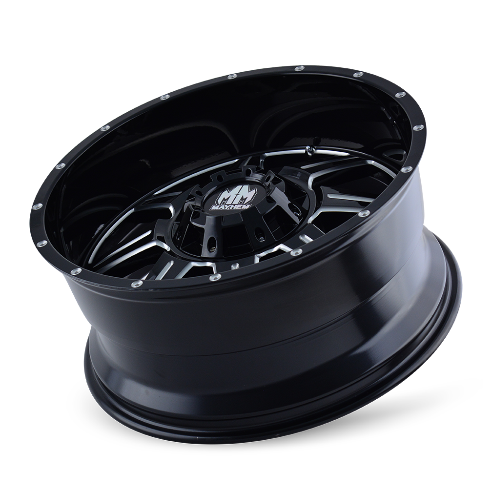 Mayhem WHEELS MAYHEM MONSTIR 8100 GLOSS BLACK MILLED 18X9 8-165.1/8-170 0MM 130.8MM - 8100-8976M - Mayhem