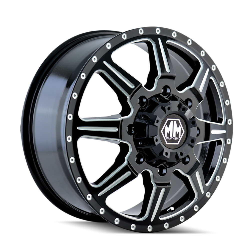 Mayhem WHEELS MAYHEM MONSTIR 8101 FRONT GLOSS BLACK MILLED 20X8.25 8-210 127MM 154.2MM - 8101-2879MF - Mayhem