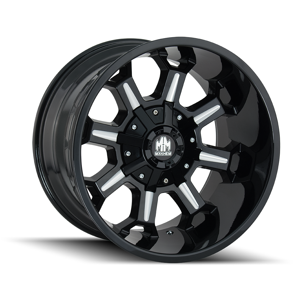 Mayhem WHEELS MAYHEM COMBAT 8105 GLOSS BLACK MILLED 20X9 8-165.1/8-170 18MM 130.8MM - 8105-2976M18 - Mayhem