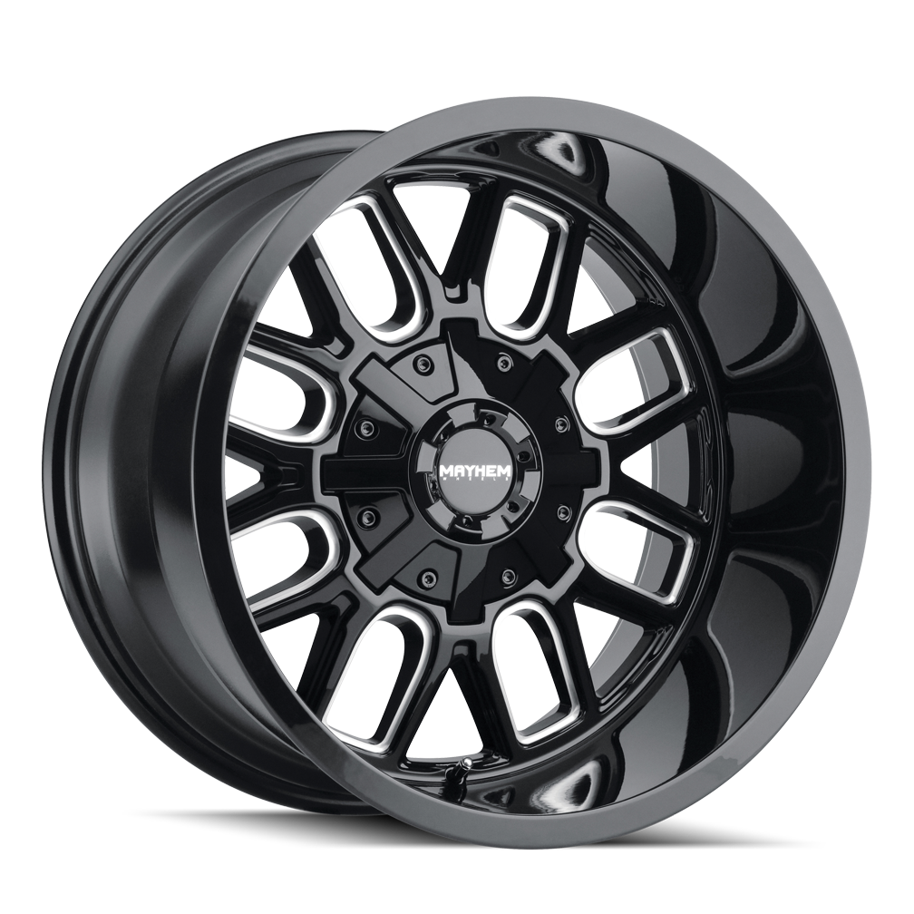Mayhem WHEELS MAYHEM COGENT 8107 GLOSS BLACK MILLED 17X9 8-165.1/8-170 -12MM 130.8MM - 8107-7976BM - Mayhem