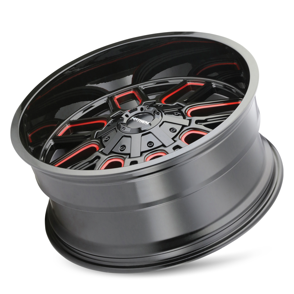 MAYHEM COGENT 8107 GLOSS BLACK MILLED PRISM RED 20X9 8-165.1/8-170