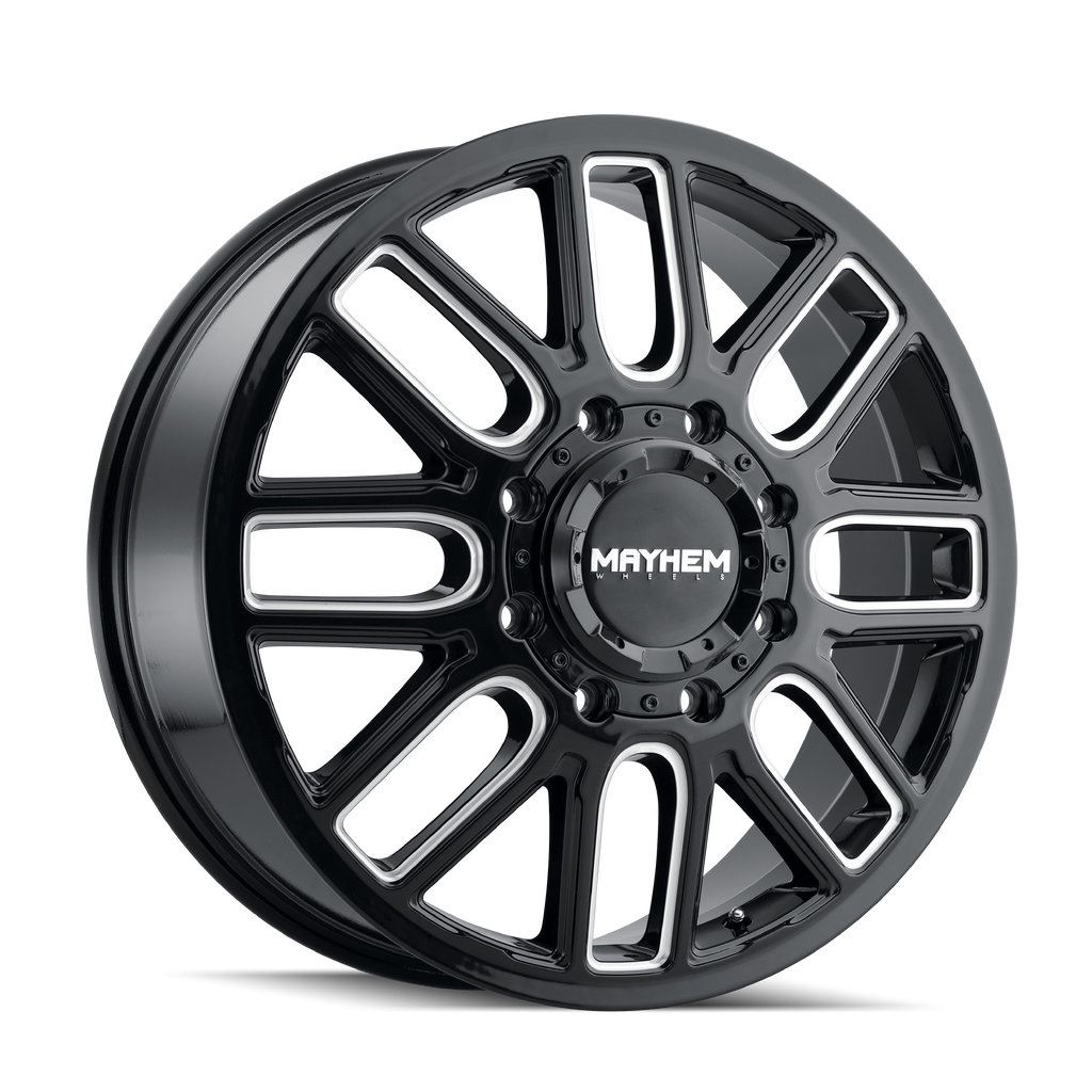 Mayhem WHEELS MAYHEM COGENT DUALLY (8107) GLOSS BLACK MILLED 22X8.25 FRONT 8-210 115MM 154.2MM - 8107D-22879BMF115 - Mayhem