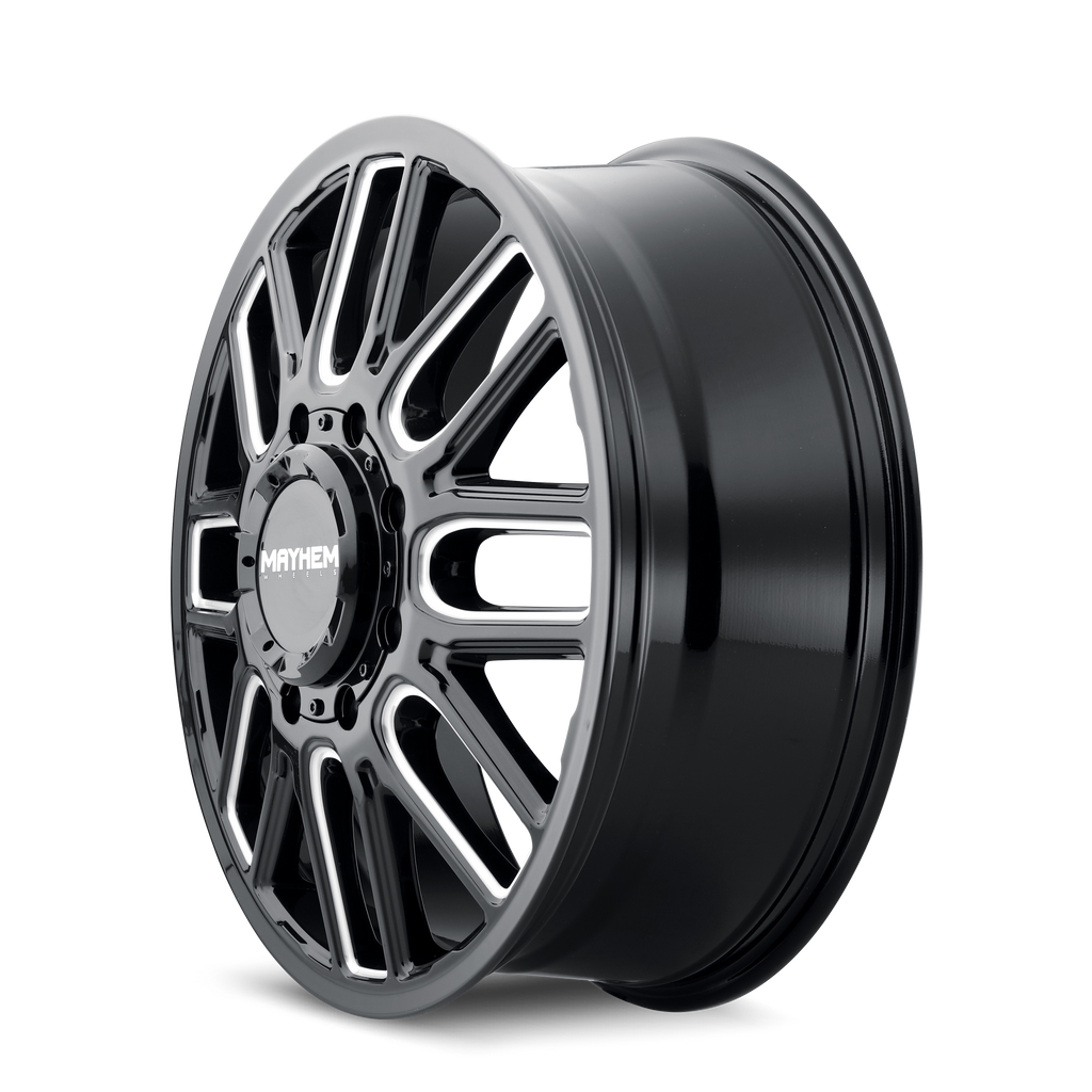 Mayhem WHEELS MAYHEM COGENT DUALLY (8107) GLOSS BLACK MILLED 20X8.25 FRONT 8-170 115MM 124.9MM - 8107D-2870BMF115 - Mayhem