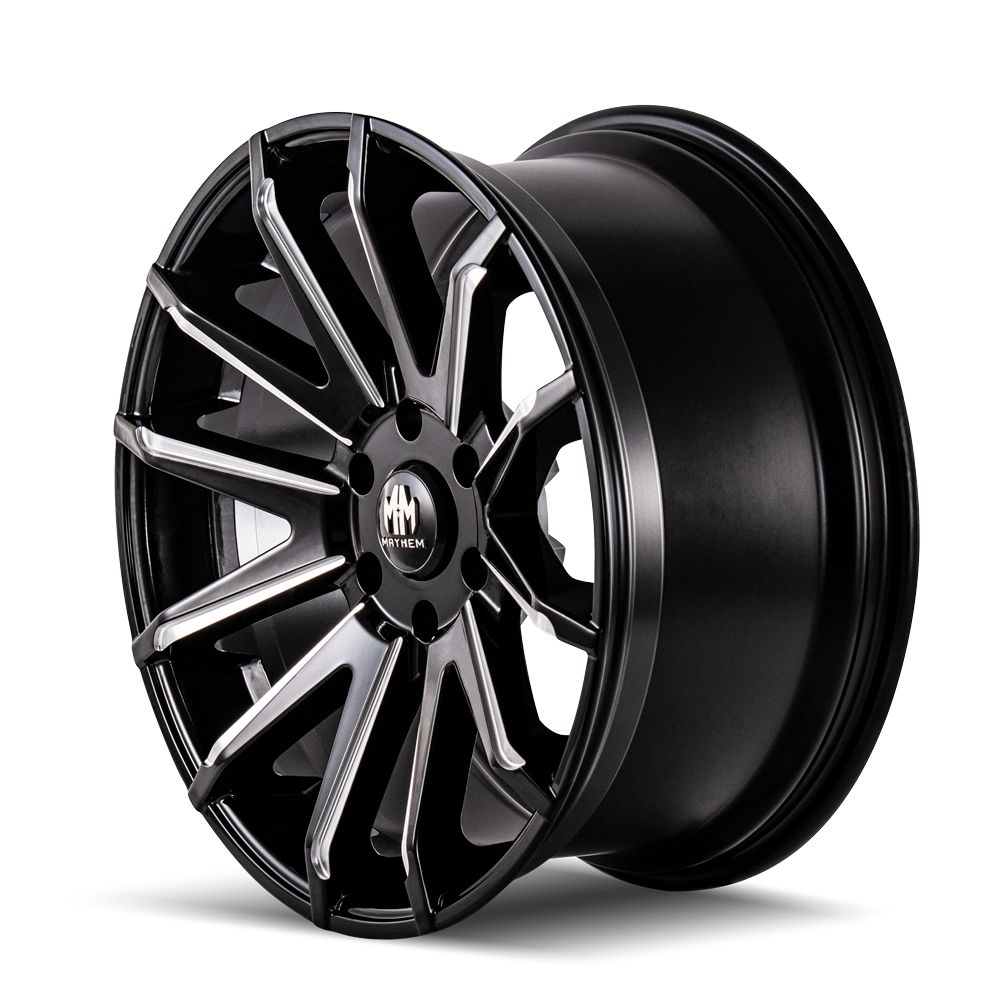 Mayhem WHEELS MAYHEM CROSSFIRE 8109 GLOSS BLACK MILLED 22X9.5 5-150 25MM 110MM - 8109-22950BM25 - Mayhem