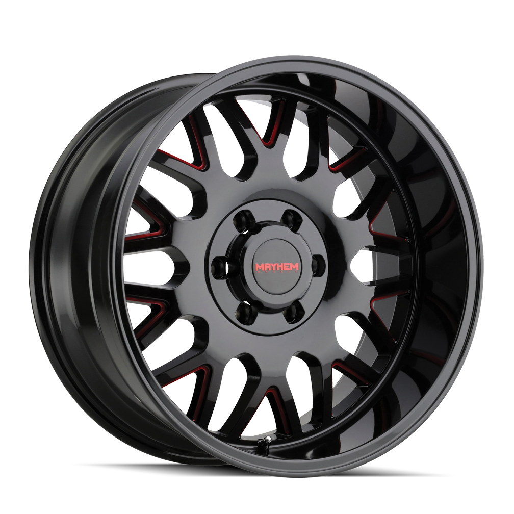 Mayhem WHEELS MAYHEM TRIPWIRE 8110 GLOSS BLACK MILLED PRISM RED 20X9 5-139.7 0MM 87.1MM - 8110-2985BTR - Mayhem