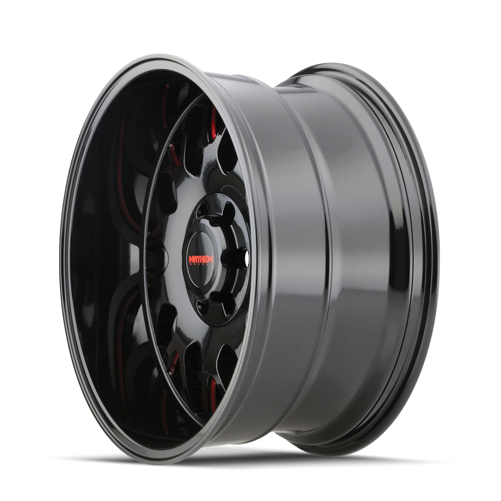 Mayhem WHEELS MAYHEM TRIPWIRE 8110 GLOSS BLACK MILLED PRISM RED 20X10 6-135 -19MM 87.1MM - 8110-2136BTR - Mayhem