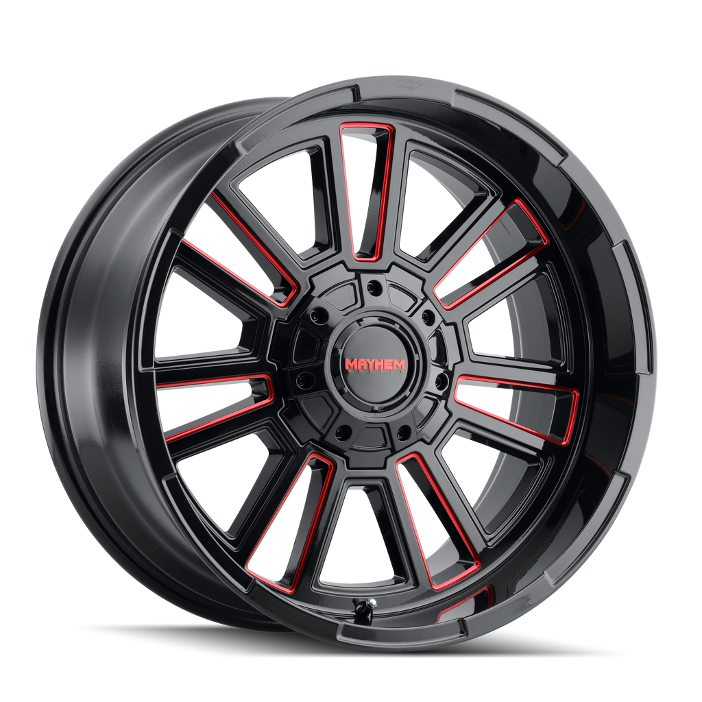 Mayhem WHEELS MAYHEM APOLLO 8115 GLOSS BLACK MILLED PRISM RED MILLED 20X9 5-139.7/5-150 0MM 110MM - 8115-2997BTR - Mayhem