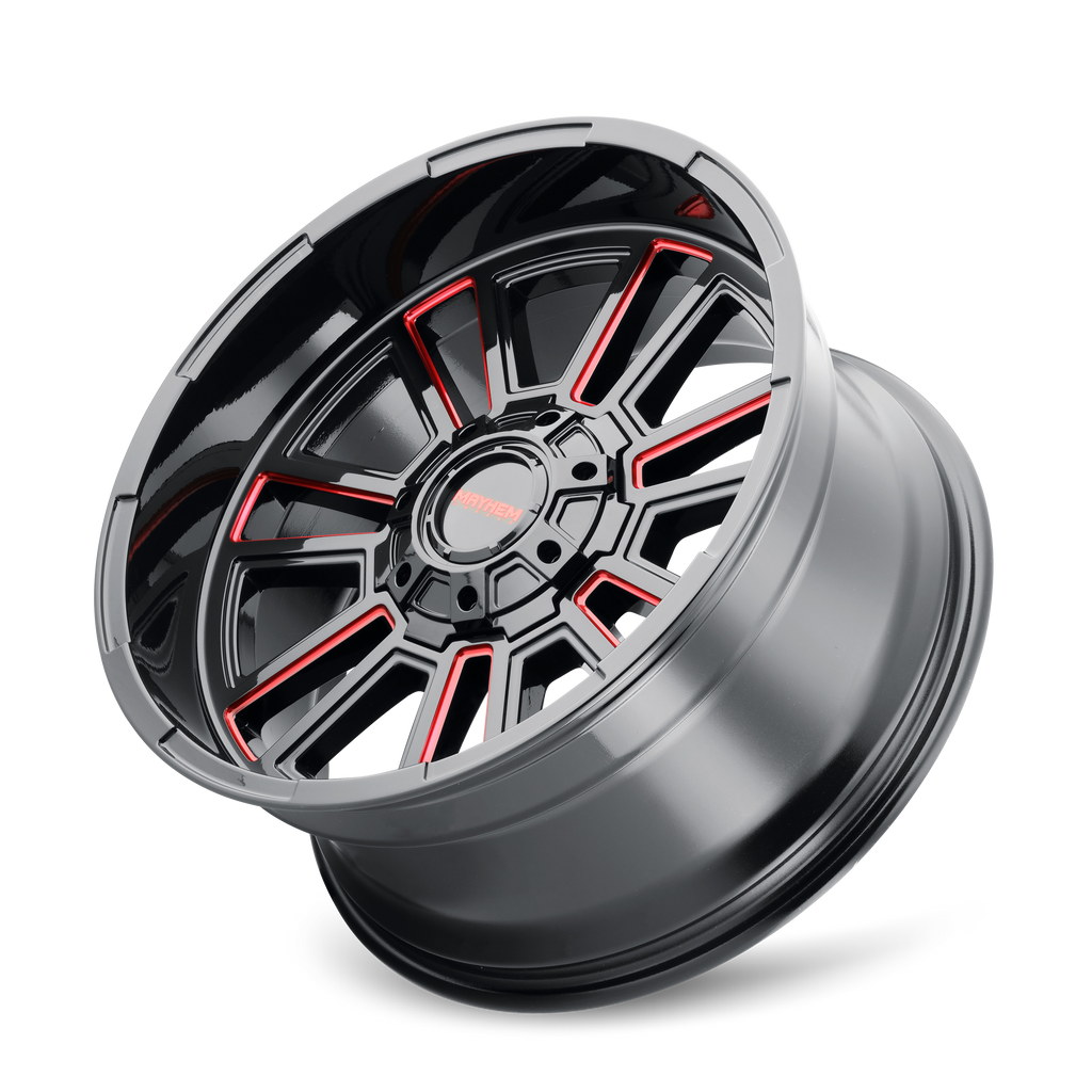 Mayhem WHEELS MAYHEM APOLLO 8115 GLOSS BLACK MILLED PRISM RED MILLED 20-9 8-165.1 0MM 125.2MM - 8115-2981BTR - Mayhem