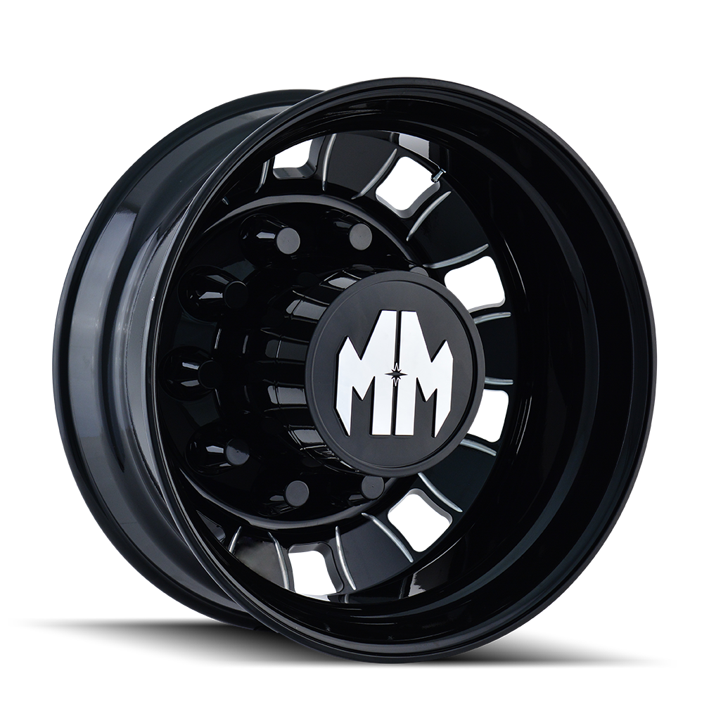 Mayhem WHEELS MAYHEM BIGRIG 8180 REAR GLOSS BLACK MILLED 24.5X8.25 10-285.75 168MM 220.1MM - 8180-245810BMR - Mayhem