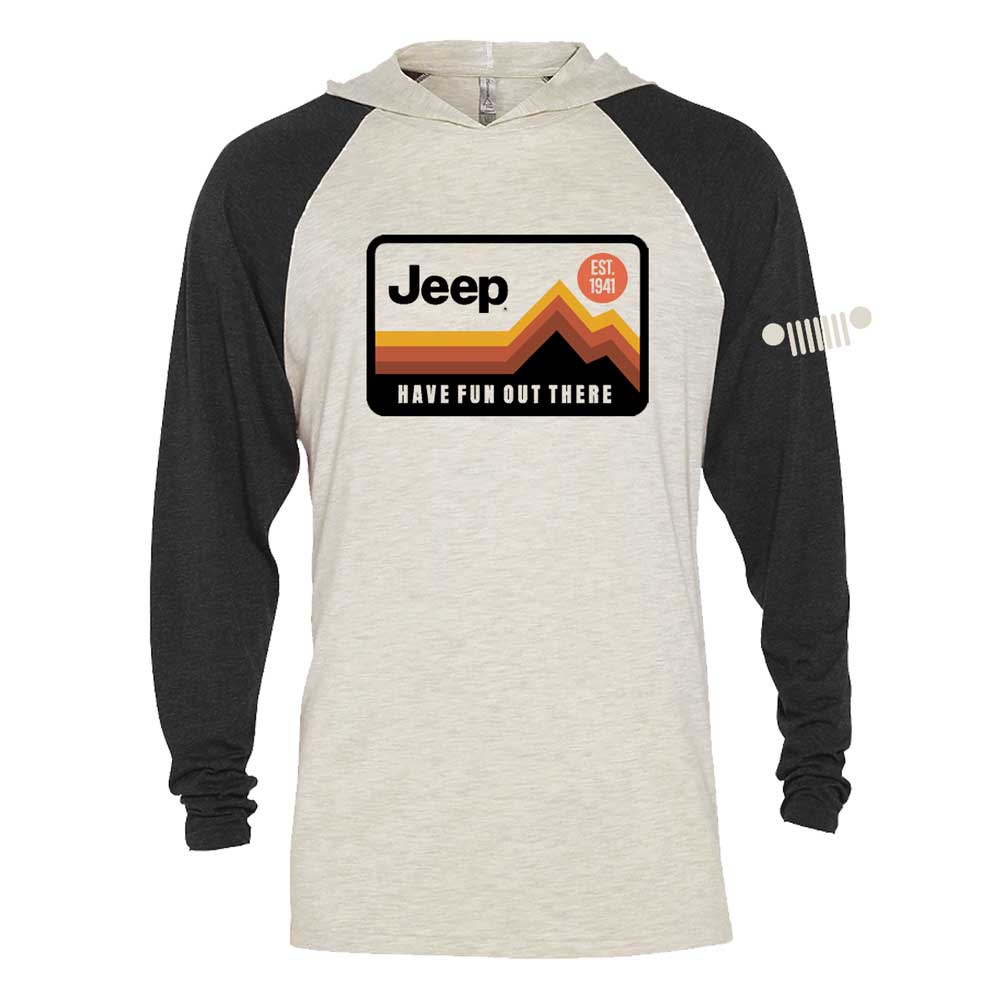 Mens Long Sleeve Hooded T-Shirt Jeep® Have Fun Out There - Black / Natural-FINAL SALE