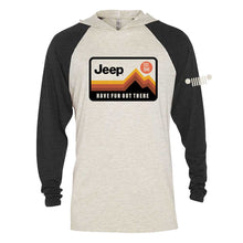 Load image into Gallery viewer, Mens Long Sleeve Hooded T-Shirt Jeep® Have Fun Out There - Black / Natural-FINAL SALE