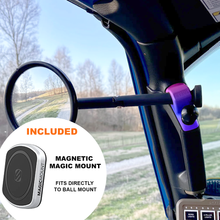 Load image into Gallery viewer, CMM Offroad Mirrors 1&quot; BALL MOUNT + SCOSCHE MAGICMOUNT™ MAGNETIC FLUSH MOUNT / custom / 8&quot; Breakaway Gladiator JT A-Pillar Side Mirrors with Base Mount Driver AND Passenger