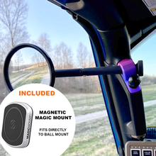 Load image into Gallery viewer, CMM Offroad Jeep A-Pillar side mirror with magnetic phone mount option shown — available from Offroad Trading Company