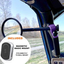 Load image into Gallery viewer, CMM Offroad Mirrors 1" Ball Mount + Scosche MagicMount™ Magnetic Flush Mount / purple / 8" Breakaway JL/JLU A-Pillar Side Jeep Mirrors with Base Mount Driver AND Passenger