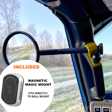 Load image into Gallery viewer, CMM Offroad Mirrors 1&quot; BALL MOUNT + SCOSCHE MAGICMOUNT™ MAGNETIC FLUSH MOUNT / yellow / 8&quot; Breakaway Gladiator JT A-Pillar Side Mirrors with Base Mount Driver AND Passenger