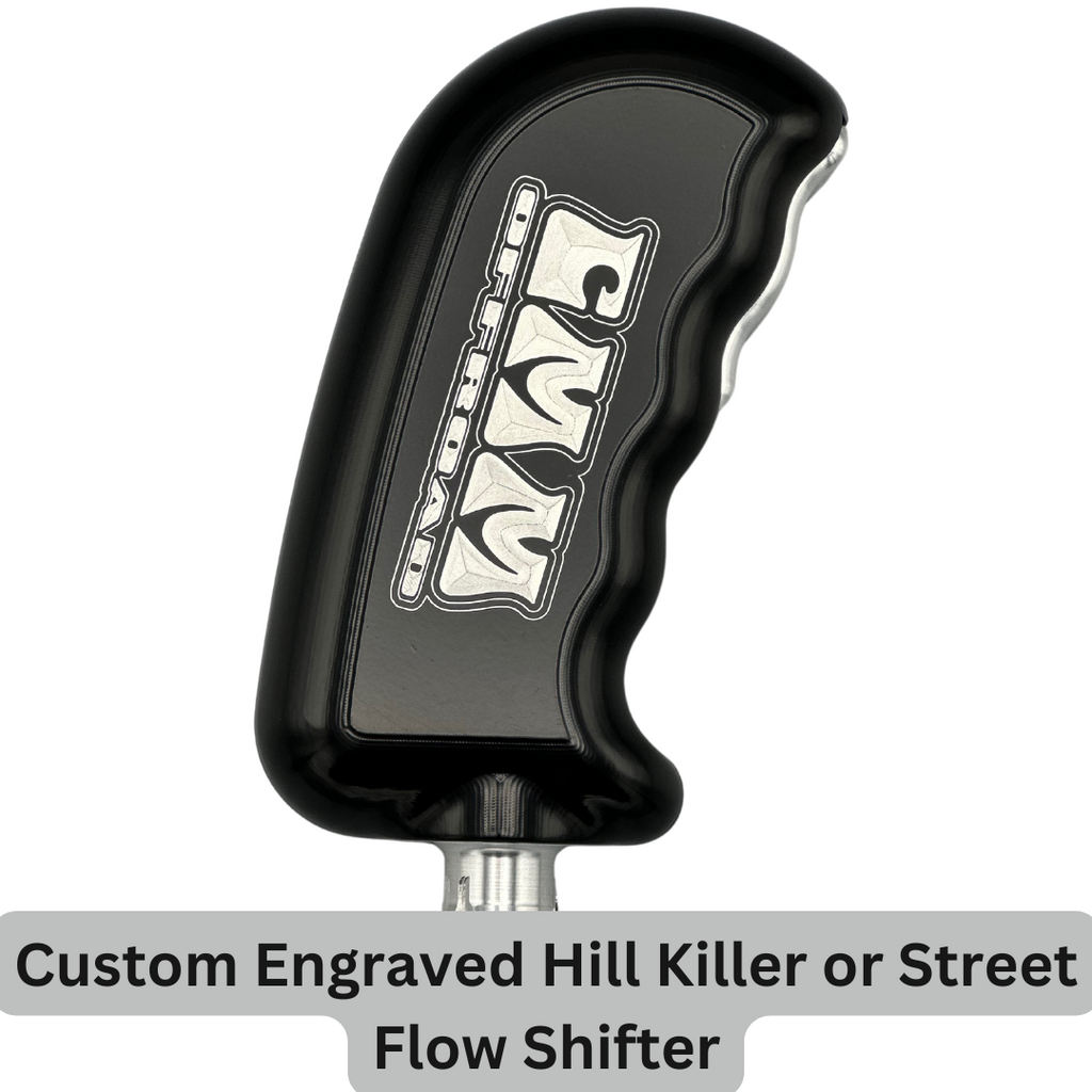CMM Offroad billet shifter handle detail — available from Offroad Trading Company