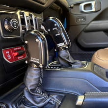 Load image into Gallery viewer, CMM Offroad Jeep center console with billet shifter installed — available from Offroad Trading Company