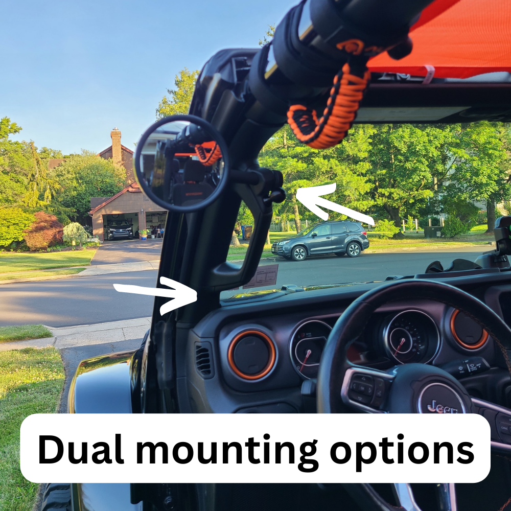 CMM Offroad Mirrors JL/JLU A-Pillar Side Jeep Mirrors with Base Mount Driver AND Passenger