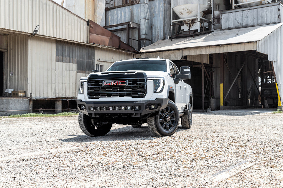 Freedom Front Bumper Base For 2024-2026 Sierra 2500/3500 HD Non-winch Sensor Cutouts Texture Black Powdercoat Bodyguard Bumpers