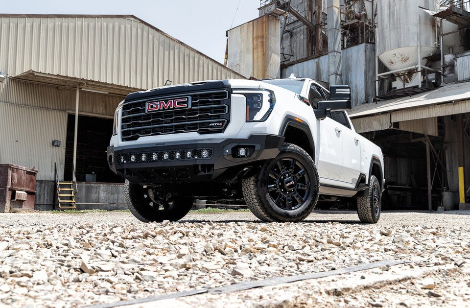 Freedom Front Bumper Base For 2024-2026 Sierra 2500/3500 HD Non-winch Sensor Cutouts Texture Black Powdercoat Bodyguard Bumpers