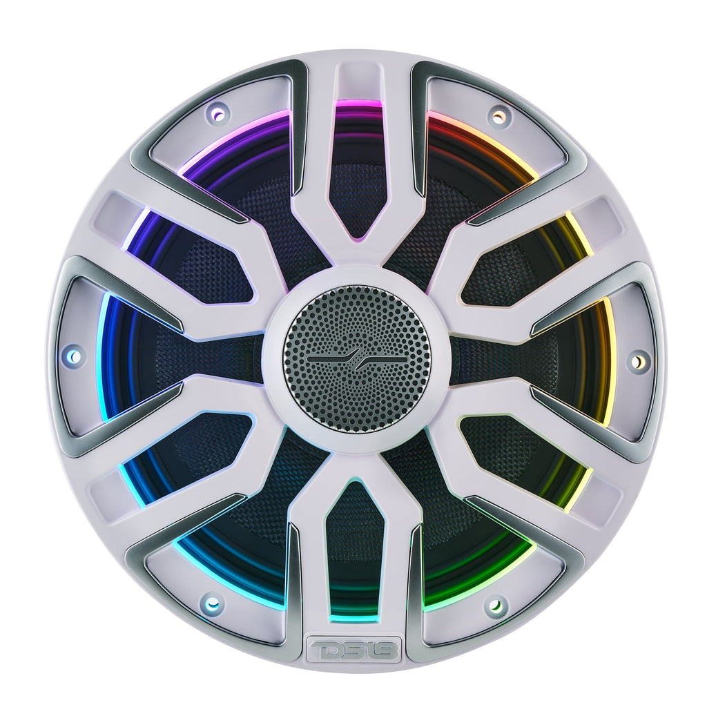 8” Marine Coaxial Speaker With Kevlar Cone, Bullet Tweeter, Neodymium Magnet, and Digital LED Lights | 200W RMS 4-Ohm