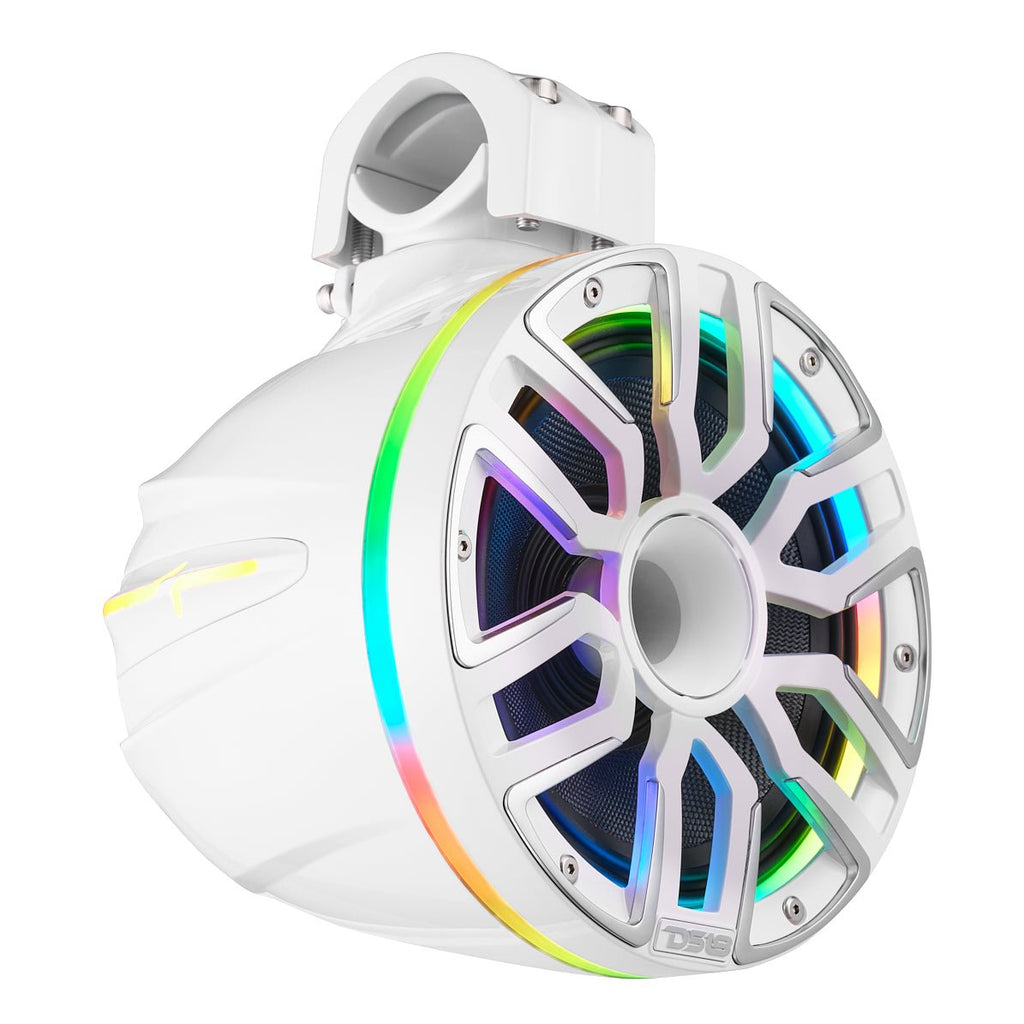 8” Marine Short Tower Speaker With Neodymium Magnet, Kevlar Cone, Compression Driver And Digital LED Lights | 200W RMS 4-Ohm