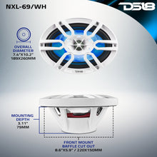 Load image into Gallery viewer, NXL 6x9" 2-Way Coaxial Marine Speaker with LED RGB Lights | 125W RMS 4-Ohm