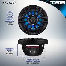 Load image into Gallery viewer, NXL 6.5" 2-Way Coaxial Marine Speaker with LED RGB Lights | 100W RMS 4-Ohm