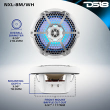Load image into Gallery viewer, NXL 8" 2-Way Coaxial Marine Speaker With LED RGB Lights 125 Watts Rms 4-Ohm