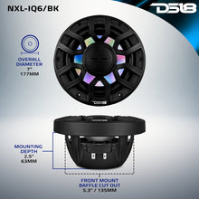 Load image into Gallery viewer, NXL 6.5" 2-Way Coaxial Marine Speaker with Bullet Tweeter and Digital Led Lights | 150W RMS 4-Ohm